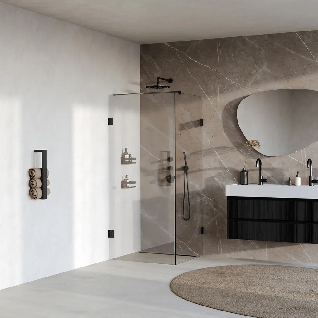 Brauer Void Carving profielloze douchecabine 80x80cm zwart mat