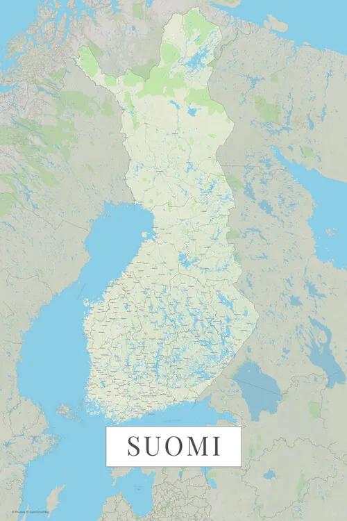 Kaart Finland color, (26.7 x 40 cm)