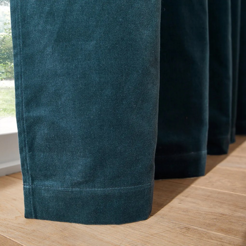Fluwelen gordijn, met aangerimpelde bies en golf, VELVET