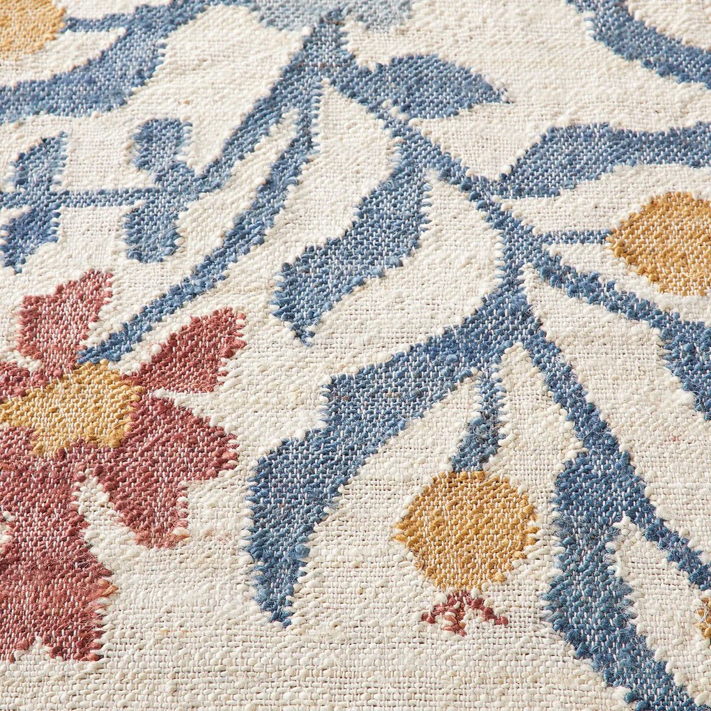 Vloerkleed in jute met bloemenpatroon, Antonia