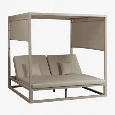 Liggend Balinees Bed In Aluminium En Nasau-stof Moka Bruin - Sklum