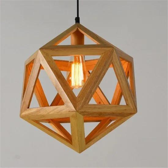 Houten Design Hanglamp, E27 Fitting, 40x40cm, Naturel