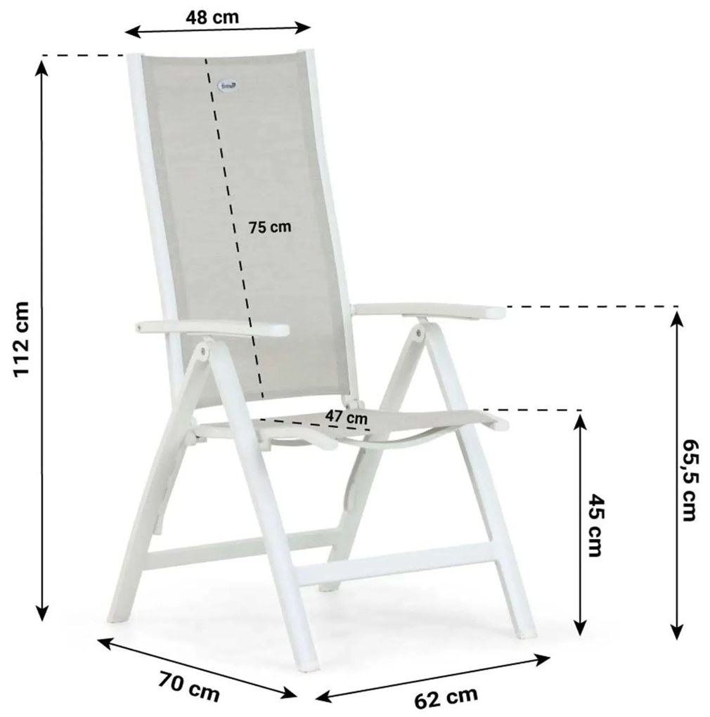 Tuinset 6 personen 240 cm Aluminium/Textileen Wit Hartman Troy/Cervola