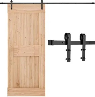 VEVOR 3 m schuifdeursysteem Passend voor enkele schuifdeur, 150 kg, Geschikt voor een maximale breedte van 1524 mm en een dikte van 1-3/8 tot 1-3/4 inch, Rail &amp; J-vormige rol, Zwart