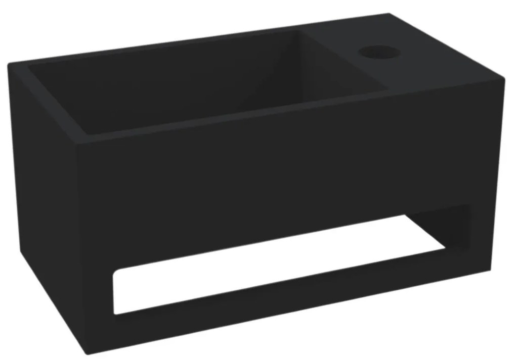 Fontein Best Design Mona-Black 33x18x16 cm incl. Handdoekhouder Rechts Solid Surface Mat Zwart