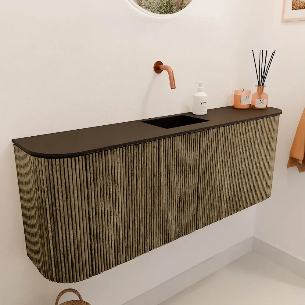 Mondiaz Joya 115cm toiletmeubel ronding links/rechts dusk met wastafel faye midden zonder kraangat urban