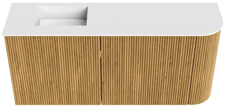 Mondiaz Joya 90cm toiletmeubel ronding rechts oak met wastafel faye links 1 kraangat talc