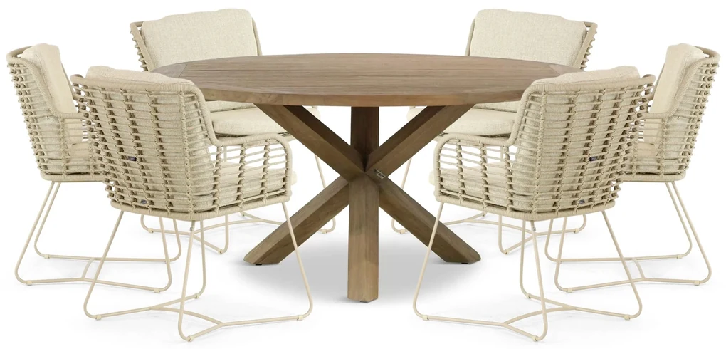 Tuinset 6 personen  Aluminium/rope Taupe 4 Seasons Outdoor Fabrice/Sand