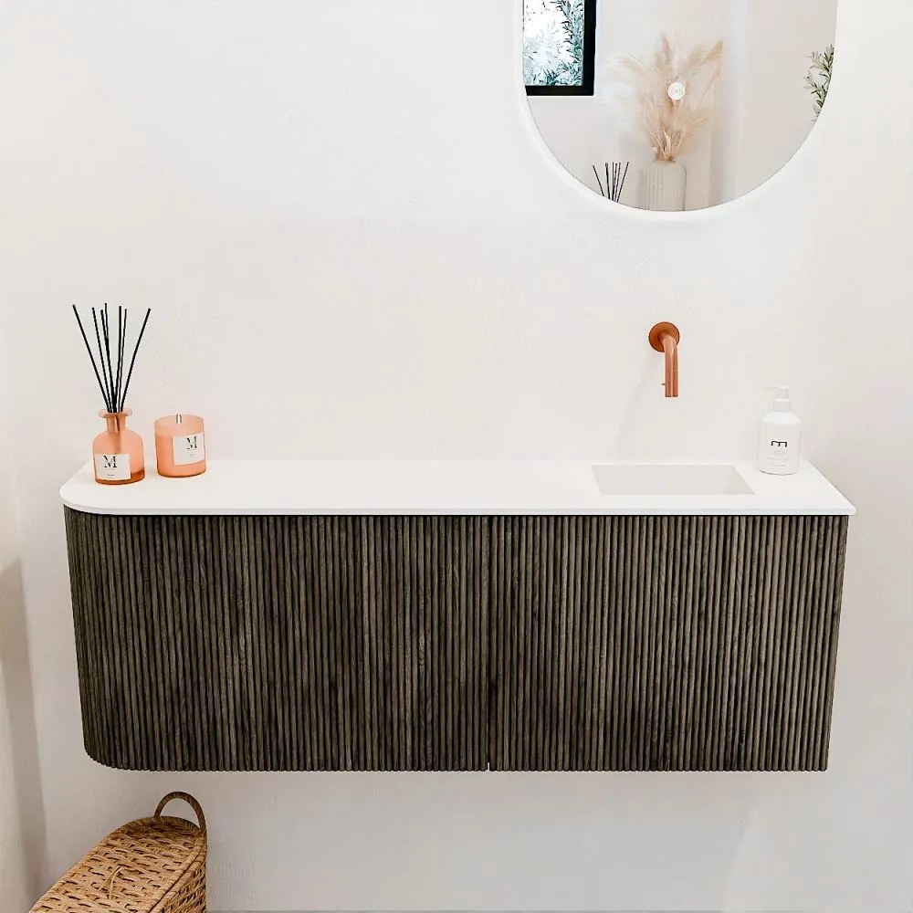 Mondiaz Joya 110cm toiletmeubel ronding links shadow met wastafel faye rechts zonder kraangat talc