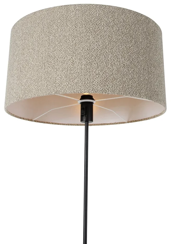 Vloerlamp zwart verstelbaar met boucle kap taupe 50 cm - Parte Design E27 rond Binnenverlichting Lamp