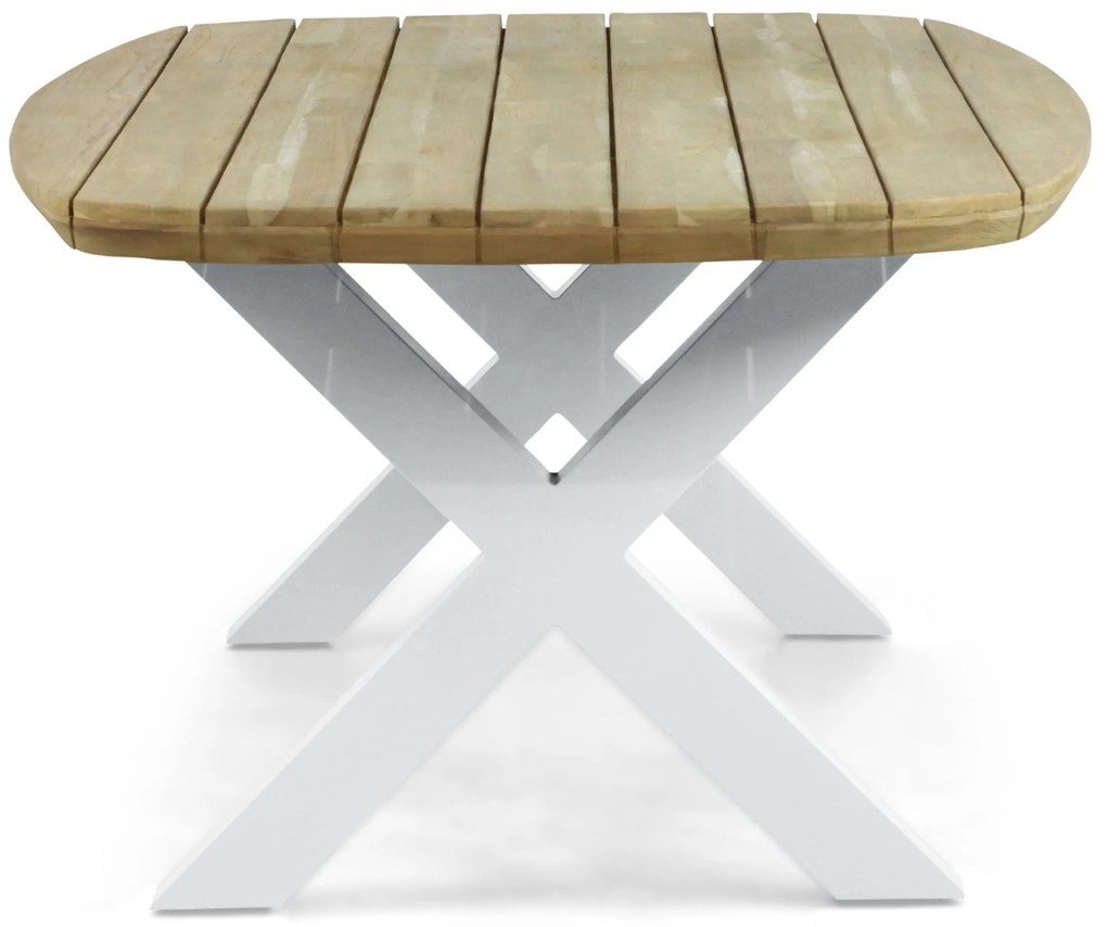 Dining Tuintafel rechthoekig 240 x 100 cm Aluminium/Teak Wit Falcon/Cardiff