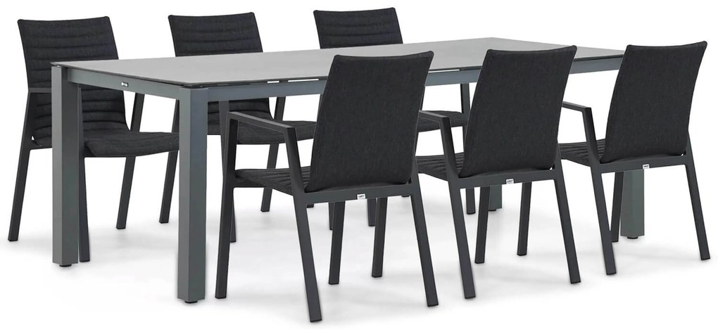 Tuinset 6 personen 220 cm Aluminium/textileen Grijs Osmen Joliet/Yoko