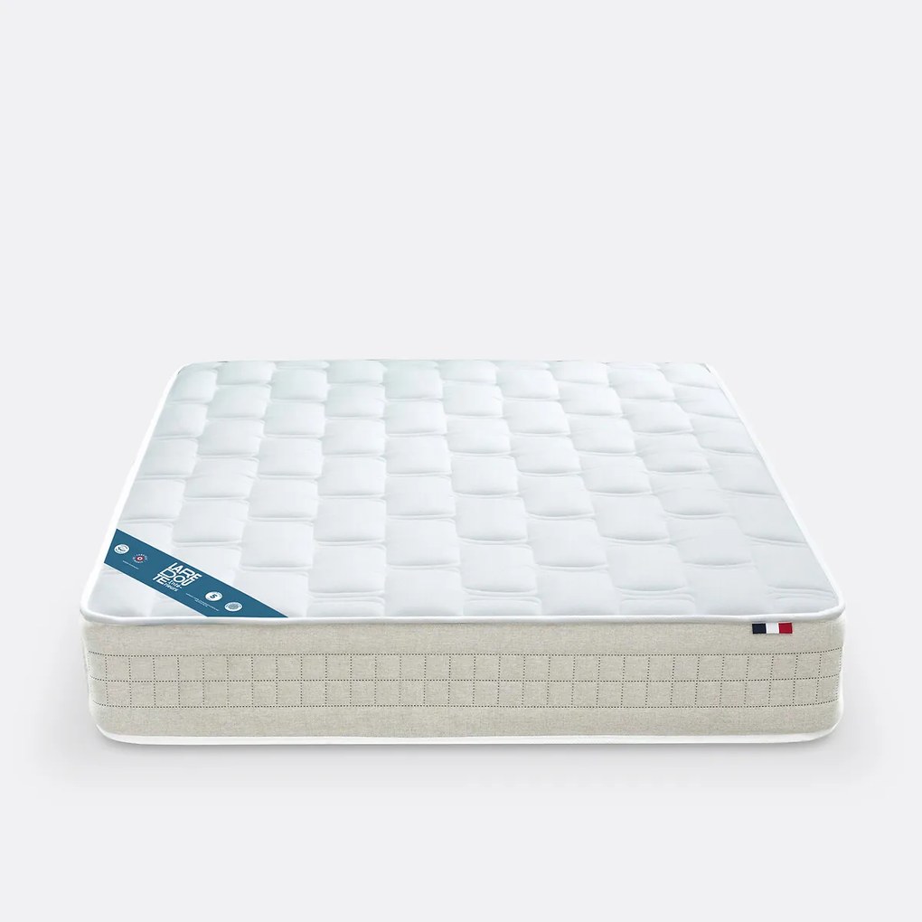 Pakket van matras met 616 veren, stevig ligcomfort, en lattenbodem, poten en hoofdbord