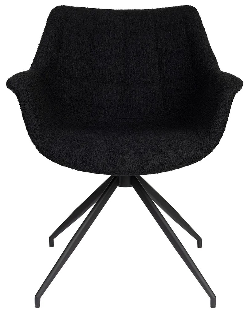 Zuiver Doulton Swivel Design Eetkamerstoel Draaibaar Zwart Boucle