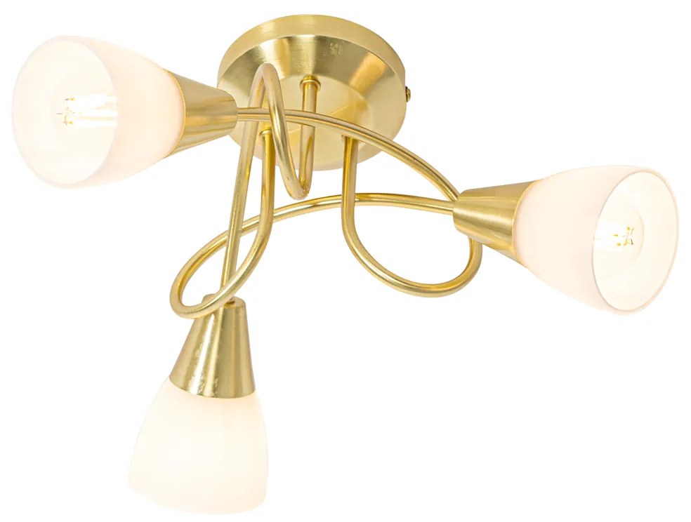 Klassieke plafondlamp goud met opaal glas 3-lichts - Inez