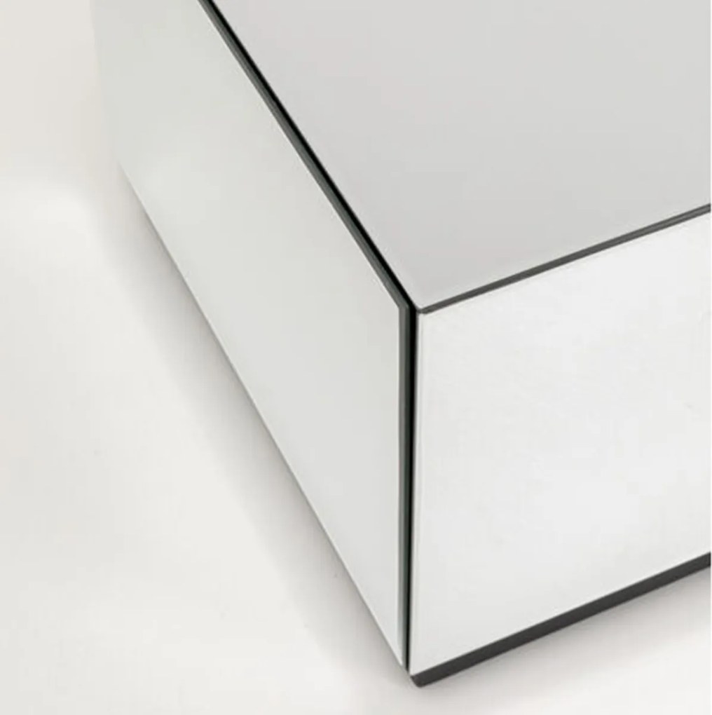 Salontafel Spiegelglas Met Lade - 80 X 60cm.