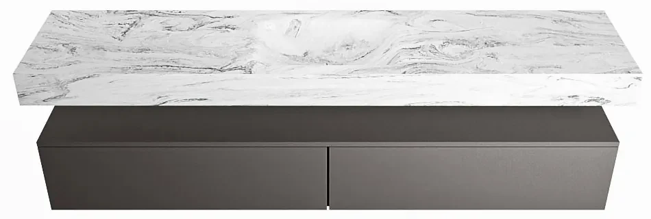 Mondiaz Alan DLux badmeubel 200cm dark grey 2 lades met wastafel glace midden 1 kraangat