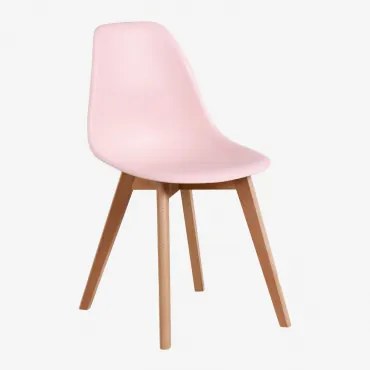 Pack Van 4 Eetkamerstoelen Van Polypropyleen En Beukenhout Scand Nordic Suikerspinroos - Sklum