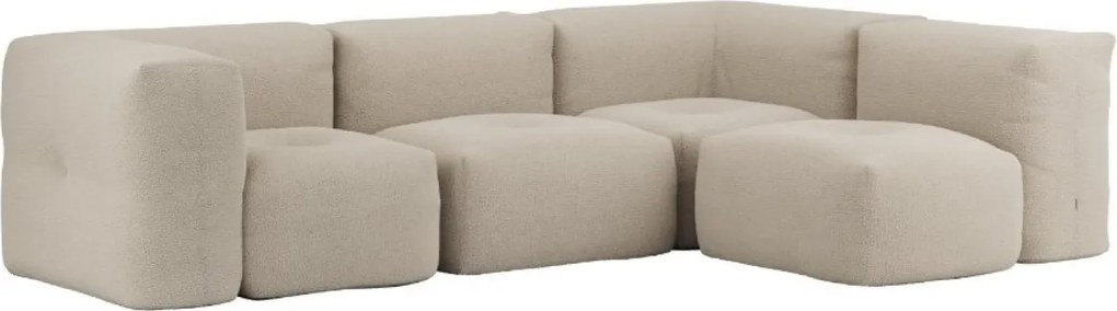 Soft Zitzak Indoor 4 Seater Hoekbank - Teddy Beige