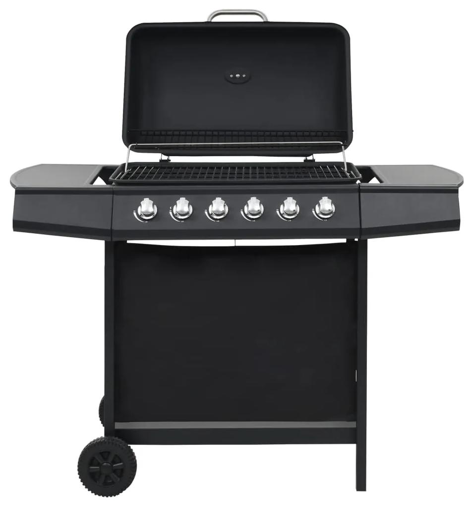 Gasbarbecue met 6 kookzones staal zwart