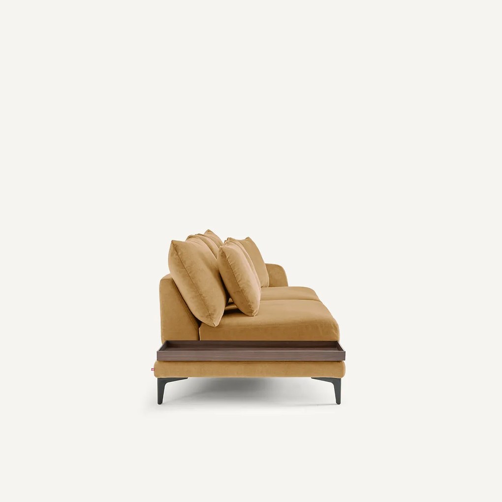 Halve bank met tafelblad van stoned fluweel, MODERNISTE