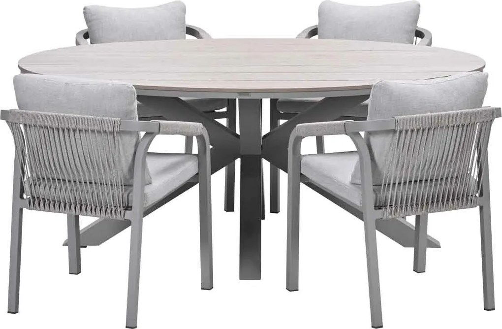 Garden Impressions Tarera tuinset 5-delig dakar sand - Tulli tuintafel 180x115 cm - light teak vironwood