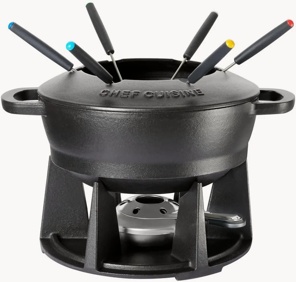 Fondue-set George van gietijzer, 8-delig