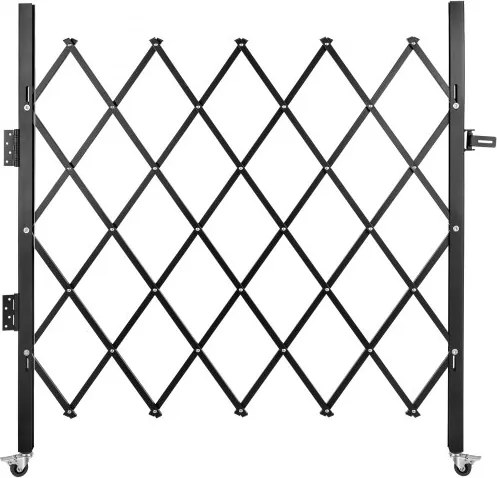 VEVOR Enkele opvouwbare beveiligingspoort,170 × 131 cm(W × H) opvouwbare poort, accordeonbeveiligingspoort van staal, flexibele uitvouwbare beveiligingspoort, rolhek, schaarpoort met hangslot