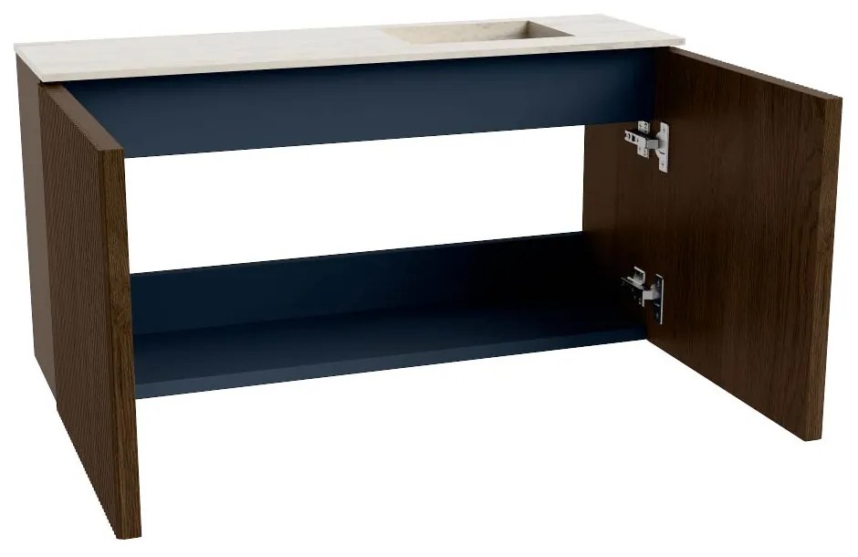Mondiaz Joya DLux 80cm toiletmeubel walnut met wastafel faye rechts 1 kraangat meli