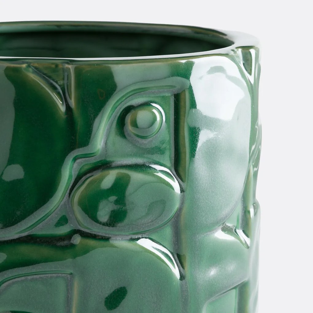 Bloempot van reliëfkeramiek, diameter 21 cm, KYRIA