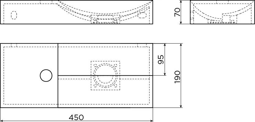 Clou Vale keramische fontein 45cm met kraangat links zwart mat