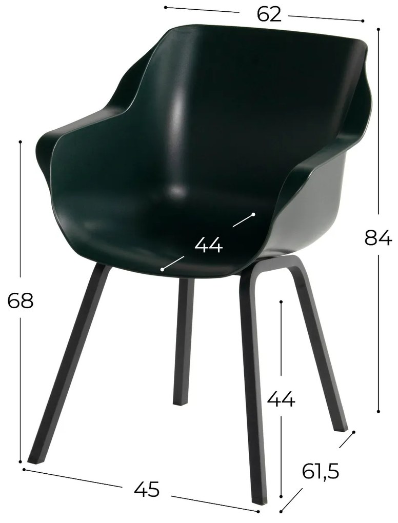 Set van 4 - Hartman Sophie Element dining armstoel - night green OP=OP