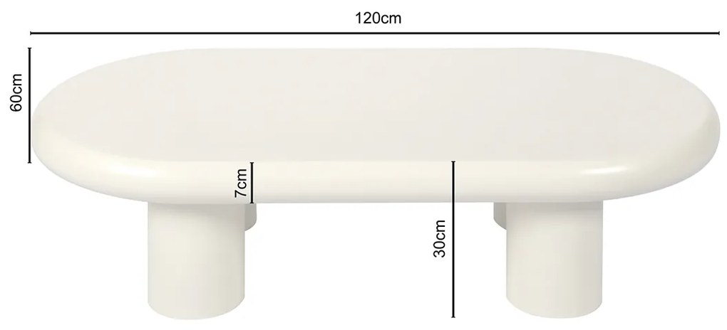Cloud Salontafel Creme Wit - 120 X 60cm.