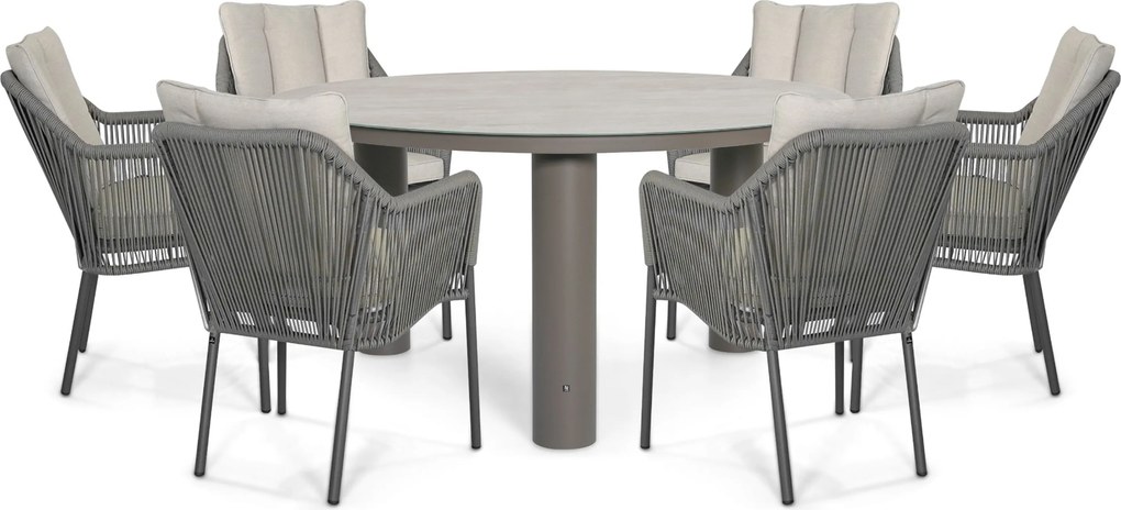 Tuinset Ronde Tuintafel 6 personen 150 cm Rope Grijs De Laan Projects