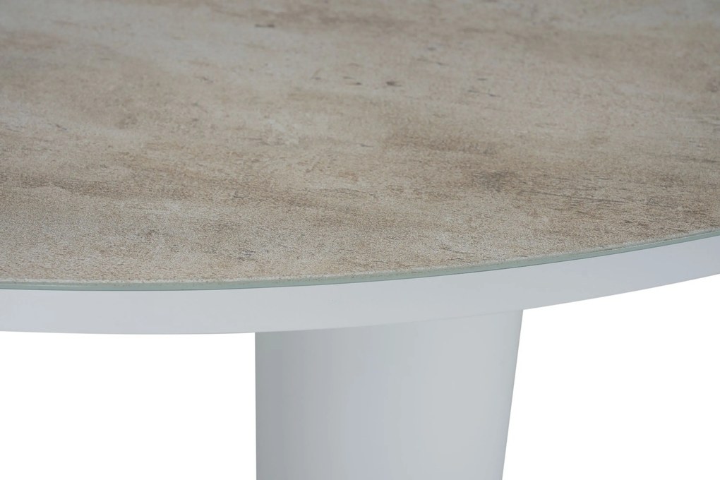 Tuinset Ronde Tuintafel 6 personen 150 cm Kunststof Wit Domani Furniture Toscano/Arancia