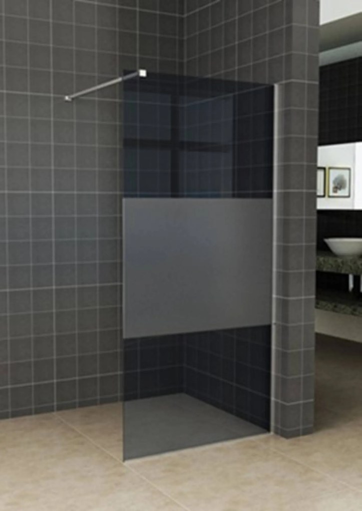 Saqu Subtly douchewand excl. muurprofiel 117,5x200cm Mat rookglas