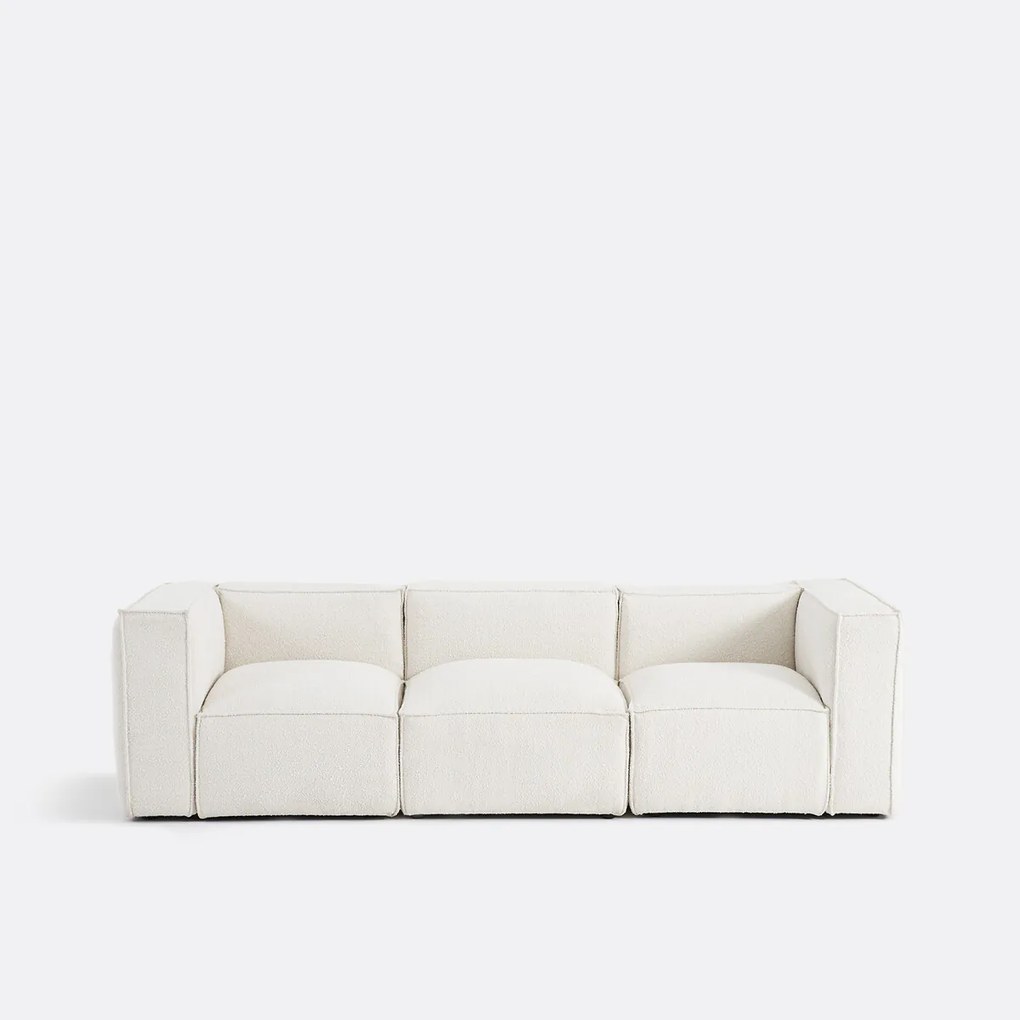 Modulaire bank, 3 zit, in bouclé stof, Seven