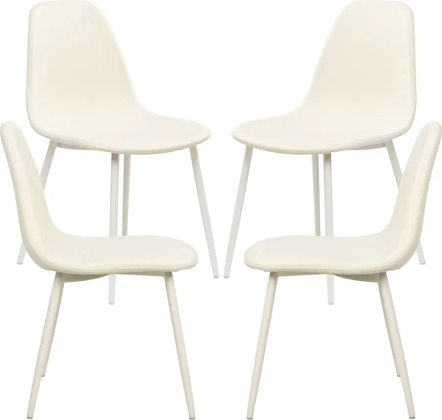 Set 4 White Teok Stoffen Stoelen