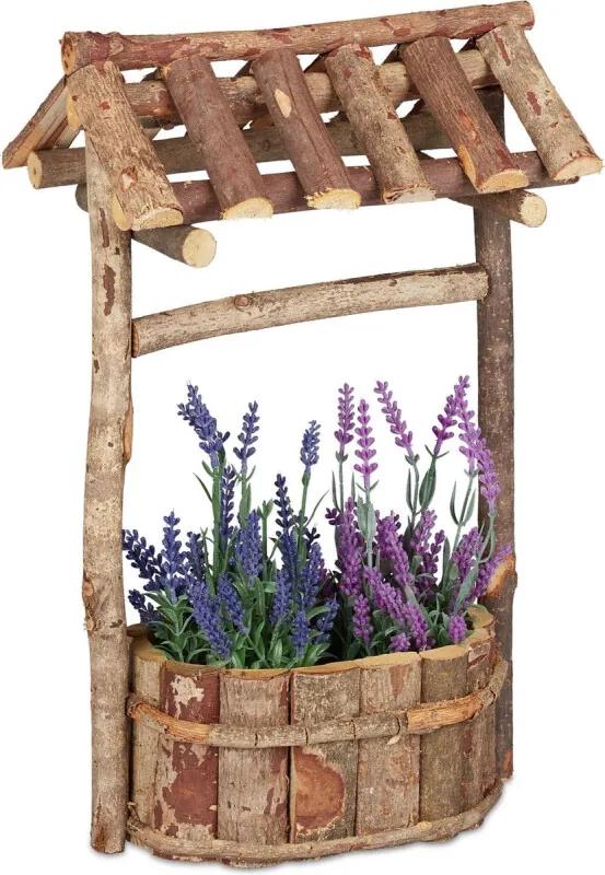 Plantenbak waterput - houten tuindecoratie - bloembak hout - bloempot buiten