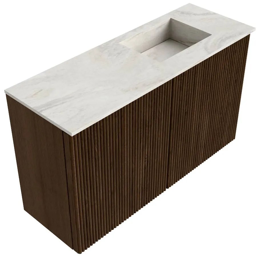 Mondiaz Joya DLux 70cm toiletmeubel walnut met wastafel faye rechts 1 kraangat ostra
