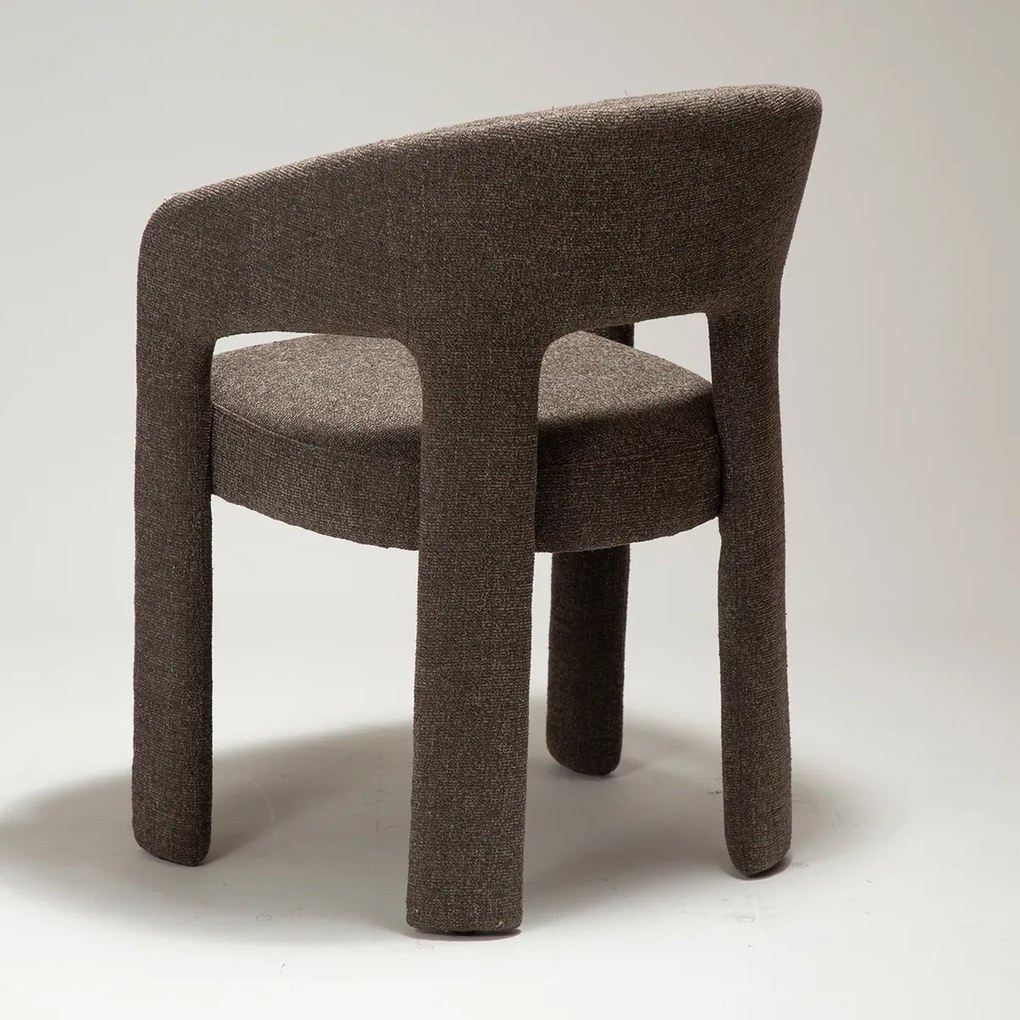 Dan-Form Splendor Bruine Boucle Eetkamerstoel Volledig Gestoffeerd