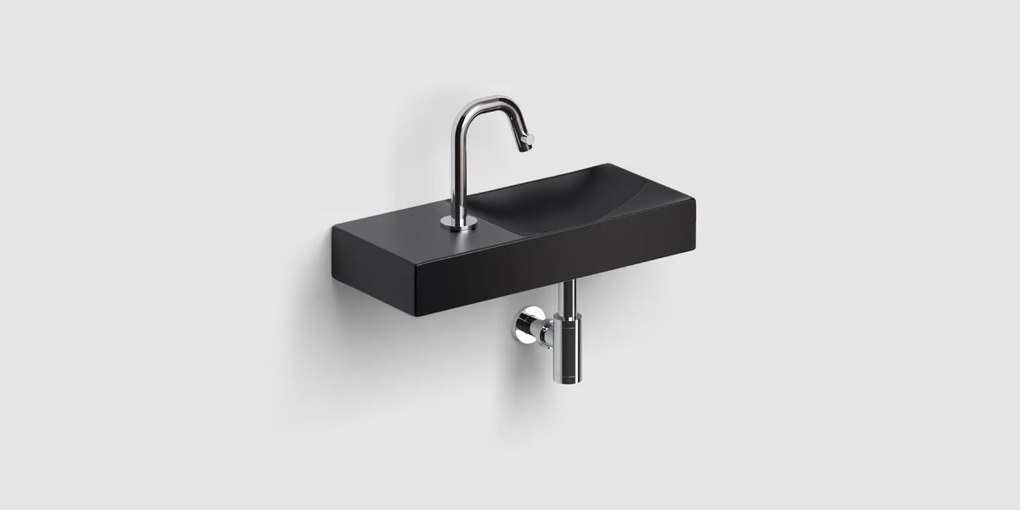 Clou Vale keramische fontein 45cm met kraangat links zwart mat
