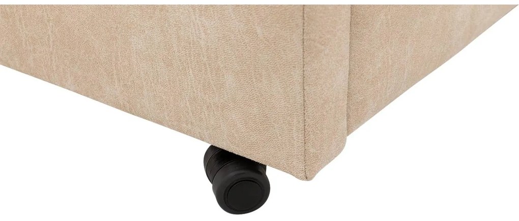 Goossens Eetkamerstoel Leen beige micro leer met armleuning en met wielen, stijlvol landelijk