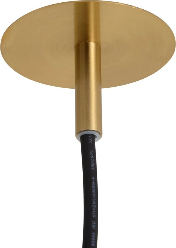 Art Deco hanglamp goud met opaal glas IP44 - Flore