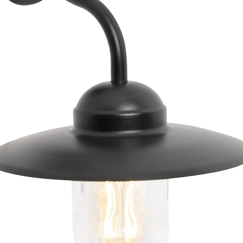 Buiten wandlamp zwart met glas IP44 - Munich