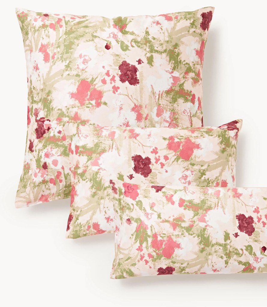 Katoensatijnen kussenhoes Anthea met bloemenpatroon