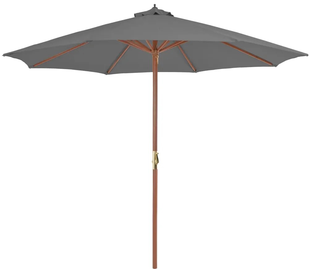 vidaXL Parasol met houten paal 300 cm antraciet