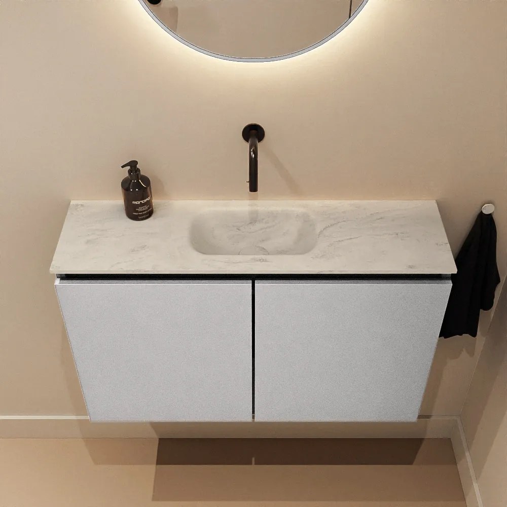 Mondiaz Ture DLux toiletmeubel 80cm plata met wastafel opalo midden zonder kraangat