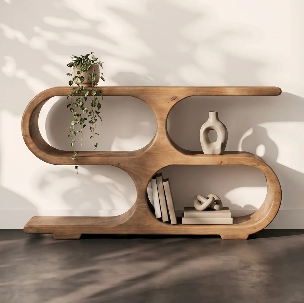 Open Kast Van Mango Hout Laag - 140x31x81cm.