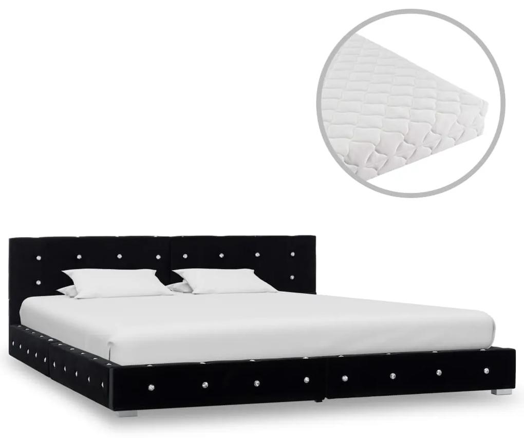 vidaXL Bed met matras fluweel zwart 180x200 cm